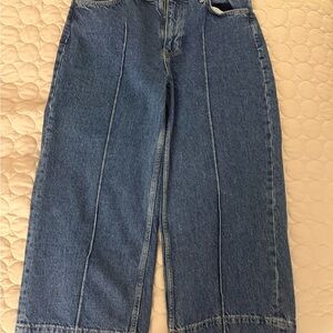 Zara Denim Wide Leg Cropped Jeans size 6